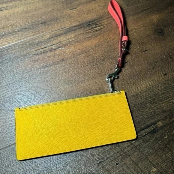 Coach yellow and neon pink wristlet pouch/card case/travel - Picture 2 of 8